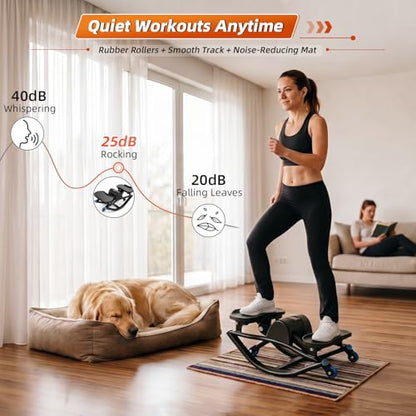 Rocking Stepper Side-to-Side, Low-Impact Lateral Stepper with Resistance and Widened Pedals, 250 lb Capacity Quiet Exercise Stepper with LCD Monitor, Bands and Anti-Slip Mat for Women’s Home Workout