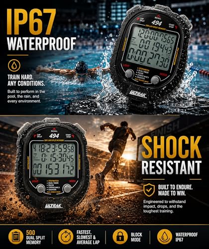 ULTRAK 494 Stopwatch - 500 Dual Split Memory, Waterproof, LED Backlight