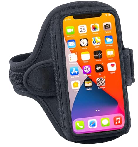 Tune Belt AB91 Running Armband – Flexible, No-Slip Holder for Large Phones - color: Black