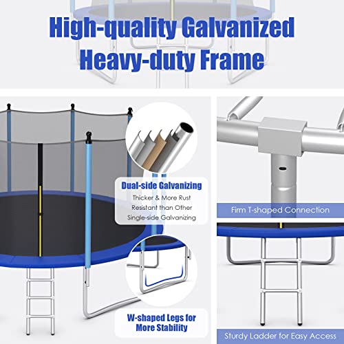 GYMAX Trampoline, 8FT 10FT 12FT 14FT 15FT 16FT Recreational Trampolines w/Safety Enclosure Net & Ladder - ASTM Certificated, Outdoor Trampoline for Kids and Adults - style: Internal-Net 15FT