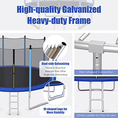 GYMAX Trampoline, 8FT 10FT 12FT 14FT 15FT 16FT Recreational Trampolines w/Safety Enclosure Net & Ladder - ASTM Certificated, Outdoor Trampoline for Kids and Adults - style: Internal-Net 15FT