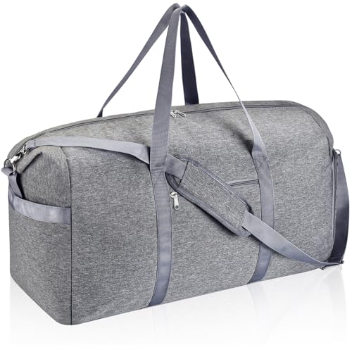 Carry On Luggage 22x14x9 Airline Approved, 65L Gym Duffle Bag for Travel - color: Grey, size: 65L
