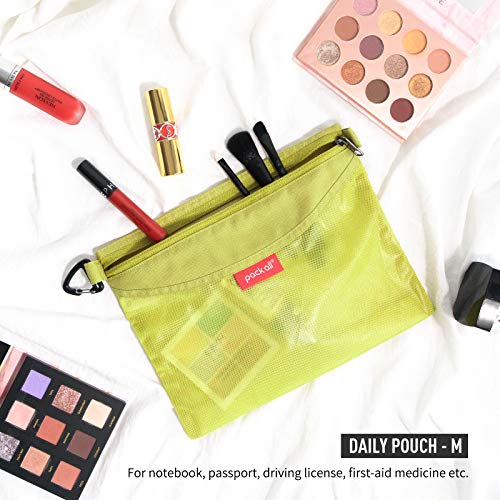 pack all 3 Pcs Water-Resistant Zipper Pouch, Mesh Zipper Bag - color: Green, size: Set
