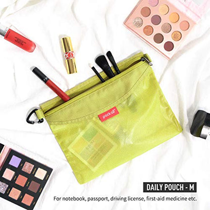 pack all 3 Pcs Water-Resistant Zipper Pouch, Mesh Zipper Bag - color: Green, size: Set