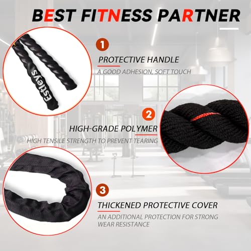 5.3lb Weighted Jump Rope, 10.5ft Heavy Skipping Rope (Black & Red)
