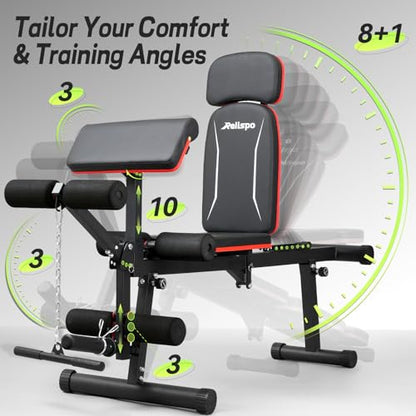 Adjustable Weight Bench with Leg Extension and Leg Curl, 1200 lbs