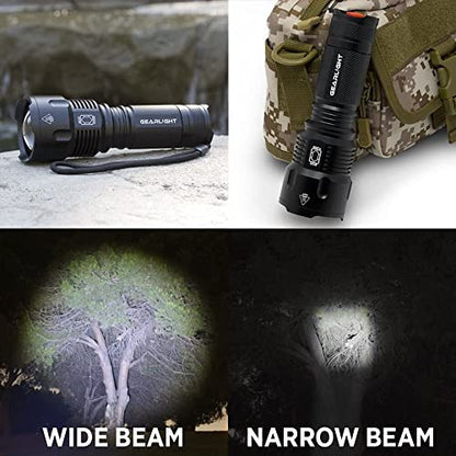 GearLight High-Powered LED Flashlight S1200 - Mid Size, Zoomable, Water Resistant, Handheld Light - High Lumen Camping, Outdoor, Emergency Flashlights - S1200-1 Pack, (Batteries Not Included) - color: S1200 Black, size: Battery Powered