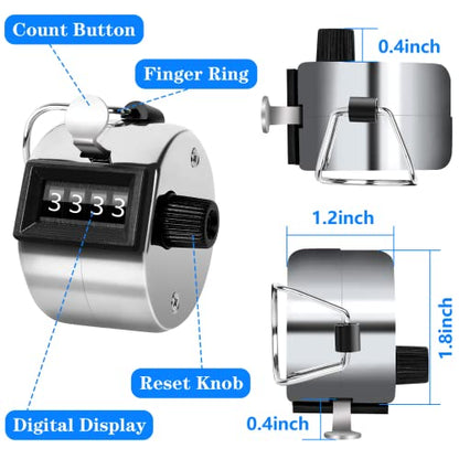 PETKNOWS 5Pcs Handheld Tally Clicker Counter 4 Digital Number for Sports - color: Silver