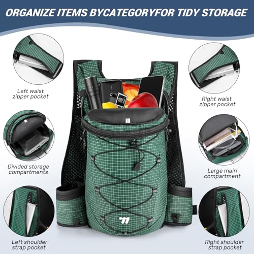 Lightweight Hydration Backpack with 2L Water Bladder Running Hydration Vest Backpack Specialized Hydration Pack for Cycling, Hiking, and Mountaineering - color: olive green