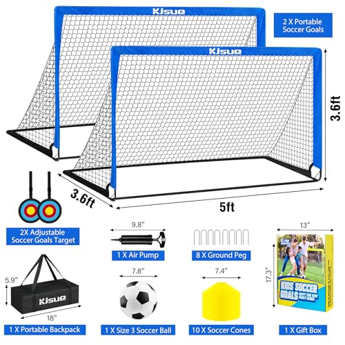 Soccer Goal, Kids Soccer Goals for Backyard Set of 2, Pop Up Soccer Net - color: Blue, size: 4X3 FT