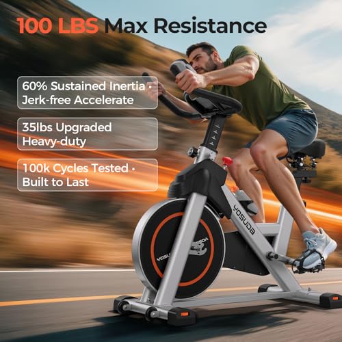 YOSUDA Exercise Bike, Magnetic Friction Stationary Bike with App Training - color: Black