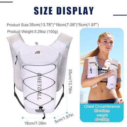 Running Vest for Women & Men, 6L Hydration Backpack with 2L Water Bladder, Lightweight Water Backpack for Trail Running, Marathon, Hiking, Cycling, Jogging, Adjustable Fit - color: White Vest with 2L Bladder