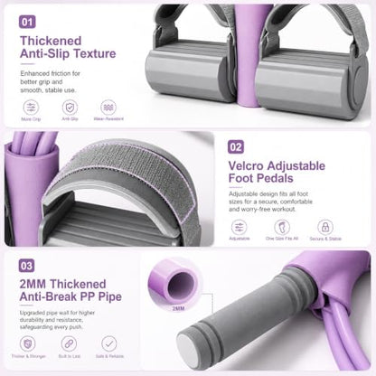 Adjustable Foot Pedal Resistance Bands with Handles - color: Pink