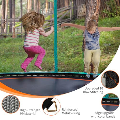Trampoline Mat Replacement，Fits 14ft Frame, with72/80/84/88/96 Rings for Choose,Fits 5.3"-8.5" Springs, Trampoline Mat Diameter 11.97ft-12.56ft，Spring and Frame not Included - style: 88 Rings & 150.8"Diameter Mat-Fits 5.3"-5.7" Springs