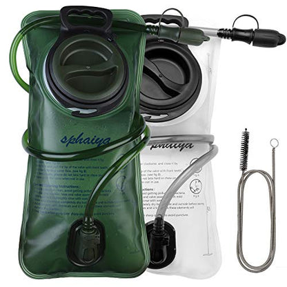 2 Pack Hydration Bladder 2L-3L with Cleaning Brush - Wide Opening, Leak Proof Water Reservoir for Hiking Cycling Running Camping Backpack - BPA Free - color: 2L-Green+white