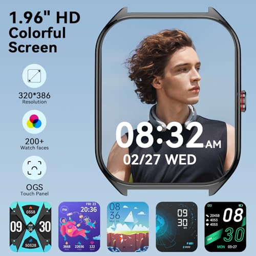 2026 AI Smart Watch for Men Women with ChatGPT, 1000mAh Fitness Tracker - color: Drill black
