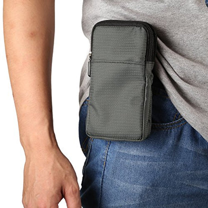 Crossbody Cell Phone Shoulder Bag, Cell Phone Belt Clip Pouch, 6.0" Small Crossbody Women Cell Phone Purse Wallet Bag with Shoulder Strap Zipper Smartphone Waist Holder Men Fanny Pack with Carabiner - color: Dark Gray 6.0 Inch (9*16.5*3.0CM)