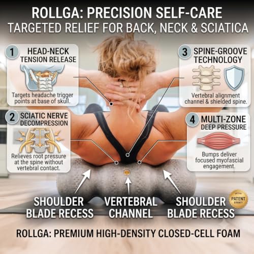 Rollga LITE - High Density Foam Roller for Exercise & Back Pain, 18 inches - color: Black & White