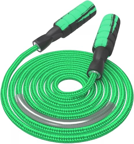 Jump Rope Cotton Adjustable Skipping Weighted jumprope for Women, Adult and Children Athletic Fitness Exercise Jumping Rope - color: Green, size: 1pcs