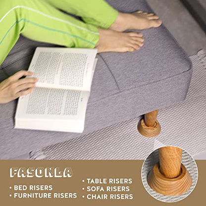 Bed Risers, Furniture Risers (Set of 8-Height 1") Can be Adjusted to 2'' 3''or 4'', Lifts Furniture Risers, Solid Natural Wood Risers, Non-Slip Recessed Hole (Natural Wood Color) - color: Natural Color