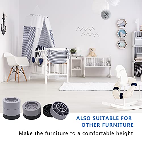 6 Sets Furniture Risers 1", 2 inch Grey Bed Risers, Heavy Duty - color: Grey-6 Pack, size: two layers (2.3 inch)
