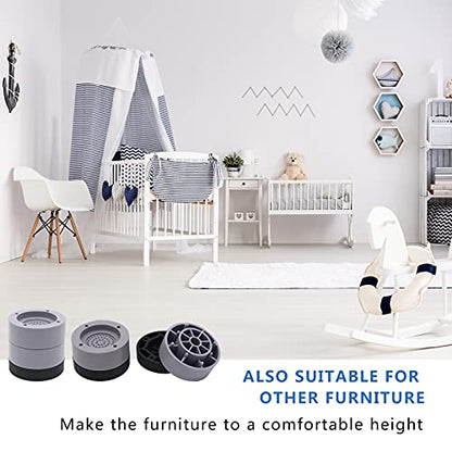 6 Sets Furniture Risers 1", 2 inch Grey Bed Risers, Heavy Duty - color: Grey-6 Pack, size: two layers (2.3 inch)