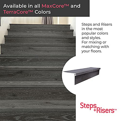 Lucida MaxCore Stair Tread Riser 7.31x48in 28mil 6mm Click Lock LVP - color: Pioneer Oak