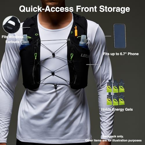 ROOT5 Running Hydration Vest 5L with 2 x 500ml Soft Flasks, Lightweight Running Vest with Water Bottles for Men and Women, Trail Running Pack - color: Black, size: Small