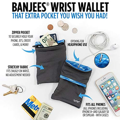 Sprigs Wrist Wallet Running Wristband Pocket for Keys Cards Cash ID Phone - color: Black Tile Camo