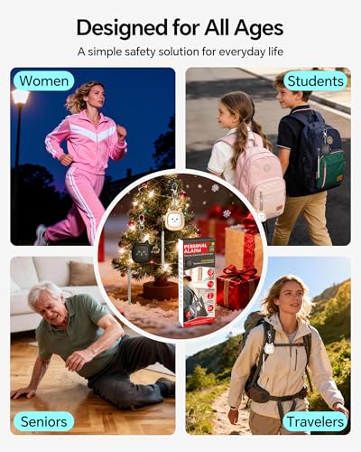 Personal Safety Alarm, VIGOROAD 2 Pack Loud 130dB Siren Emergency Panic Alarm with LED Light, Easy Pull Pin Keychain Self-Defense Security Alarm for Women, Seniors, Kids - color: Black/Soft Pink