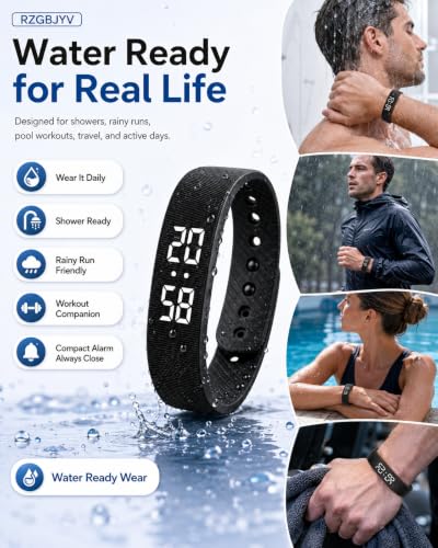 Alarm Clock Mens Bracelet Digital Watch for Heavy Sleepers Waterproof Vibrating Wristband Vibration Men's Women's Wrist Sleep Apnea Devices Battery Powered Small Smart - color: Blue