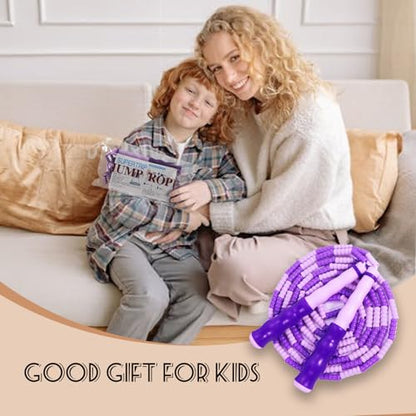 Supertrip Jump Rope Kids-Soft Beaded Skipping Rope Adjustable Tangle-Free Segmented Jumping Rope for Children and Students - color: 2Blue-2Purple-2Pink-2Green