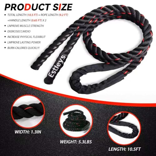 5.3lb Weighted Jump Rope, 10.5ft Heavy Skipping Rope (Black & Red)