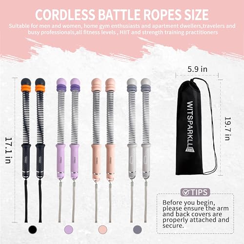 WIitsparklle Portable Adjustable Ropeless Battle Ropes with Pink - color: Pink