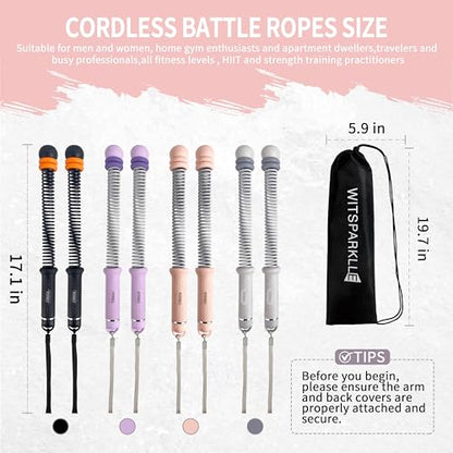 WIitsparklle Portable Adjustable Ropeless Battle Ropes with Pink - color: Pink