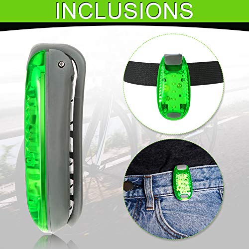 Sumind Reflective Running Gear Set Include 2 Pieces LED Safety Lights and 4 Reflective Bands for Wrist Arm Ankle Leg Straps Tape High Visibility Bands Strobe Running Light for Woman Men