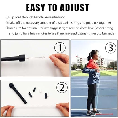 Tangle Free Beaded Jump Rope with Unbreakable Handles Enjoy Smooth Spins Adjustable Length and Your New Favorite Workout - color: Black and White (set of 2)