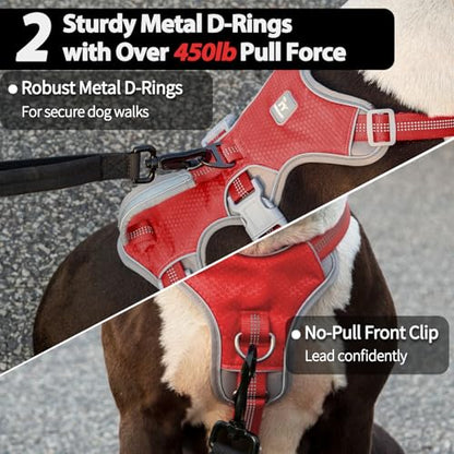 Huntboo Escape Proof Dog Harness, Escape Artist Harness, Reflective Harness with Padded Handle, Breathable, Durable, Adjustable Vest for Medium Dogs Walking, Training, and Running Gear (Red, S) - color: Red, size: Small(Pack of 1)