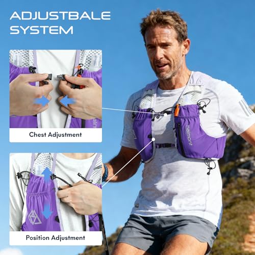 Haimont 10L Trail Running Hydration Vest with Soft Flasks - color: Purple, size: Small
