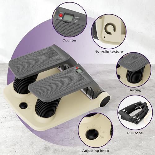 Air Stepper Machine with Resistance Bands - color: Beige/Black