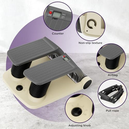 Air Stepper Machine with Resistance Bands - color: Beige/Black