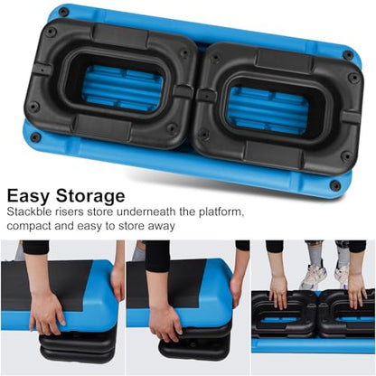 Adjustable Aerobic Stepper Workout Step with 4 Risers Fitness & Exercise Platform Trainer