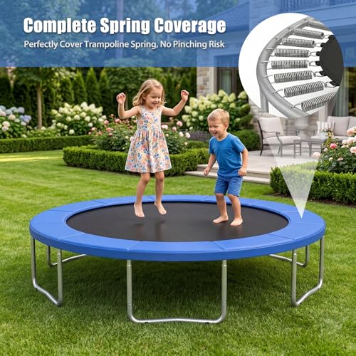 Trampoline Pad Replacement 10ft 12ft 14ft 15ft, Waterproof UV Resistant Trampoline Spring Cover, Round Frame Safety Pad with Thick Foam, Trampoline Replacement Parts & Accessorie - color: Blue, size: 15ft