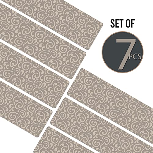 Set of 7 Stair Treads Ultra-Thin with Non Slip Rubber Backing 9”x26” Latte 7 Pieces - color: Latte, size: Design #3