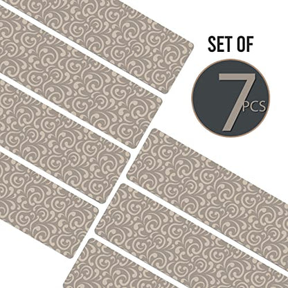 Set of 7 Stair Treads Ultra-Thin with Non Slip Rubber Backing 9”x26” Latte 7 Pieces - color: Latte, size: Design #3