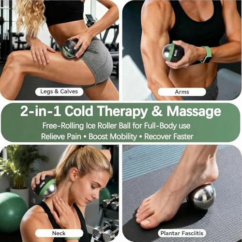 iECO Massage Ice Roller Ball Cold & Heat Therapy Plantar Fasciitis Roller - color: Black+green