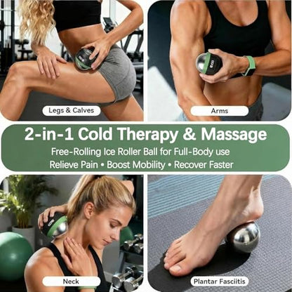 iECO Massage Ice Roller Ball Cold & Heat Therapy Plantar Fasciitis Roller - color: Black+green
