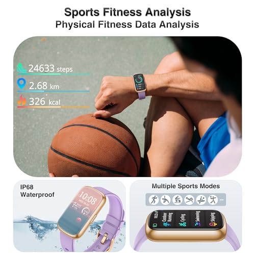 Fitness Tracker, Smart Watches for Women Men with 24/7 Heart Rate/Blood Pressure/Blood Oxygen Monitor, Sleep Tracker, Calories&Step Counter, IP68 Waterproof Health Activity Trackers for Android&iPhone