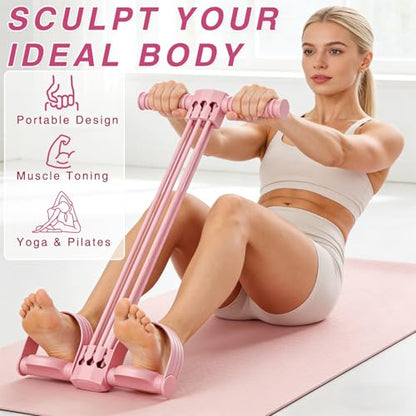 Pedal Resistance Bands with Handles,Yoga Pedal Puller,Home Gym Workout Equipment, Upgrade 6-Tube Natural Rubber Foot Pedal Resistance Band for Stretching Workout, Abdomen Arms Legs Training - color: Purple