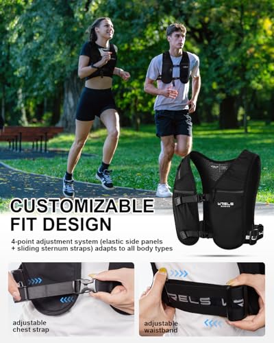 WRELS Running Vest for Women Men,Lightweight Reflective Hydration Vest with TPU 500ml Soft Flask,Adjustable Chest Straps Phone Pocket for Running Marathon - size: Large-X-Large